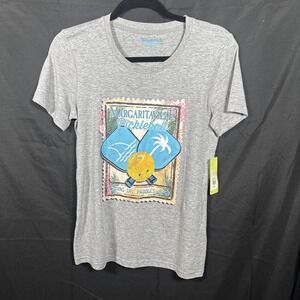 Margaritaville Womans Pickle Ball Tshirt Size XS Grey Graphic Tee NWT